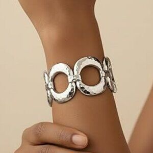 Chunky Silver Bangles Bracelet Cuban Jewelry Stunning !!